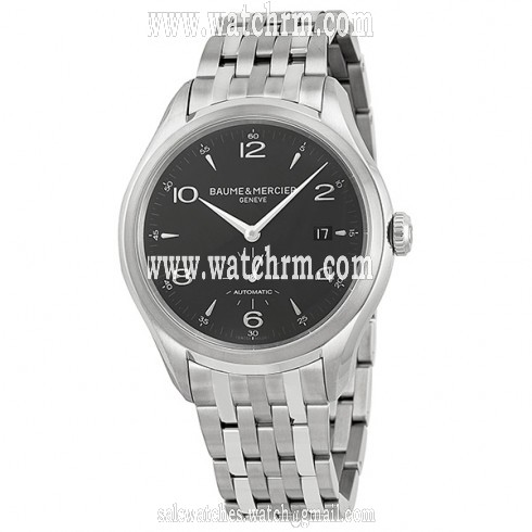 Baume and Mercier Clifton Black Dial Stainless Steel Men's Watch 10100