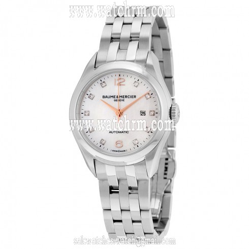 Baume and Mercier Clifton Mother of Pearl Diamond Dial Steel Ladies Watch 10151