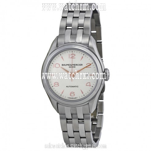 Baume and Mercier Clifton Silver Dial Stainless Steel Ladies Watch 10150