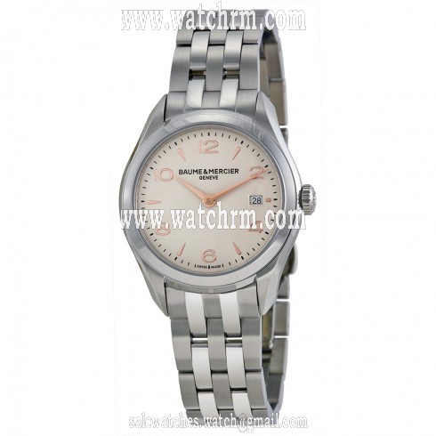 Baume and Mercier Clifton Silver Dial Stainless Steel Ladies Watch 10175