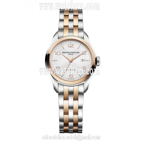 Baume and Mercier Clifton Silver Dial Two Tone Stainless Steel Ladies Watch 10152