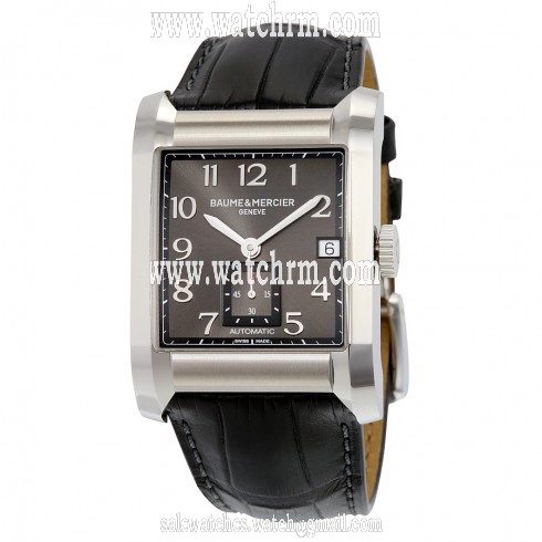 Baume and Mercier Hampton Milleis Black Dial Leather Men's Watch 10027