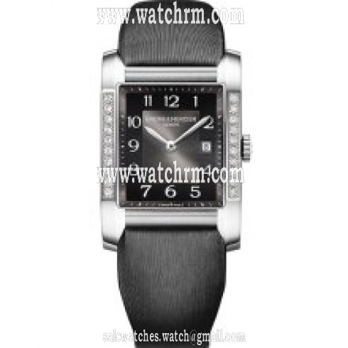 Baume and Mercier Hampton Milleis Black Dial Leather Ladies Watch 10022