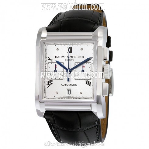 Baume and Mercier Hampton Milleis Silver Dial Alligator Leather Men's Watch 10032