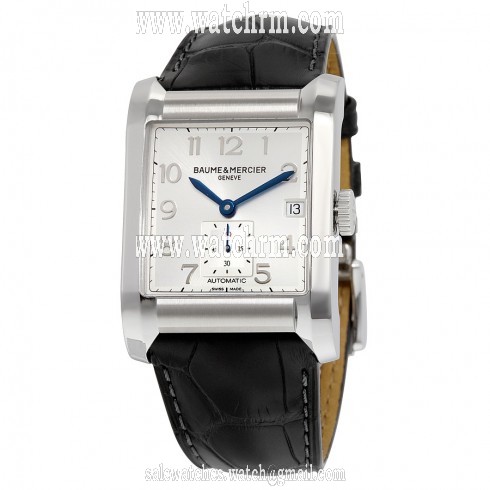 Baume and Mercier Hampton Silver Dial Black Leather Men's Watch 10026