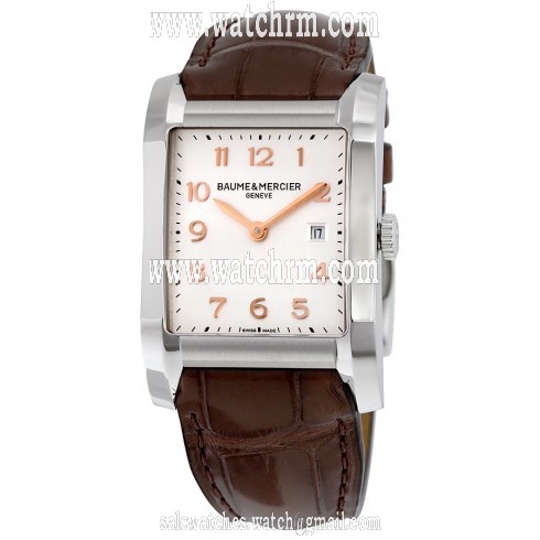 Baume and Mercier Hampton Silver Dial Brown Leather Ladies Watch 10018