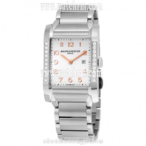 Baume and Mercier Hampton Silver Dial Stainless Steel Diamond Ladies Watch 10023