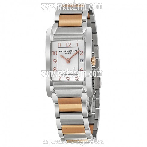 Baume and Mercier Hampton Silver Dial Steel and 18kt Rose Gold Ladies Watch 10108