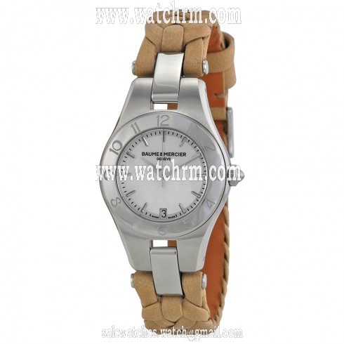 Baume and Mercier Linea Mother of Pearl Dial Beige Leather Ladies Watch 10116