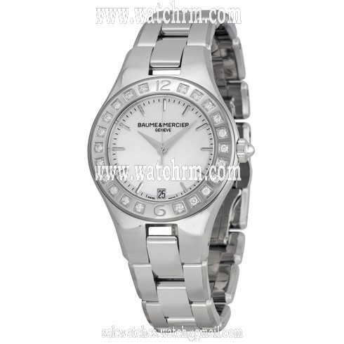 Baume and Mercier Linea Mother of Pearl Dial Stainless Steel Diamond Ladies Watch 10072