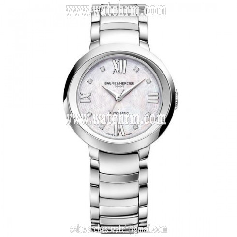 Baume and Mercier Promesse Mother of Pearl Diamond Dial Automatic Ladies Watch 10238