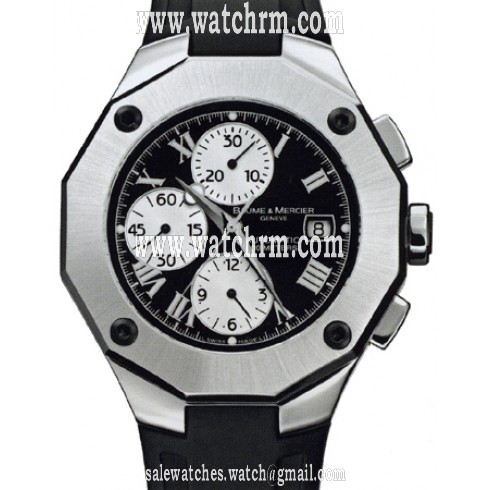 Baume and Mercier Riviera Chronograph Steel Black Men's Watch 8594