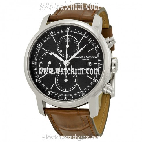 Baume et Mercier Classima Chronograph Black Dial Leather Men's Watch MOA8589