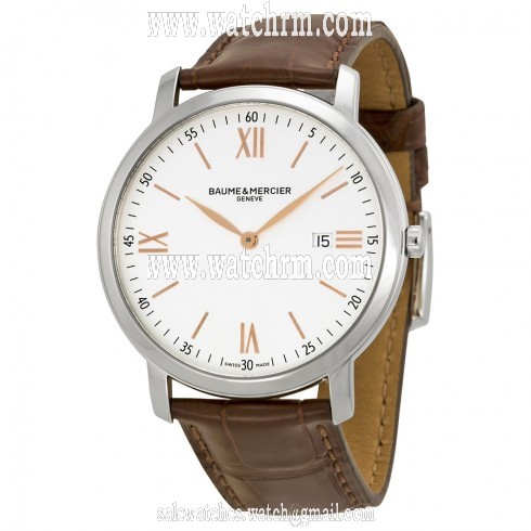 Baume et Mercier Classima Silver Dial Brown Leather Strap Men's Watch 10131