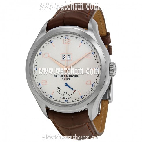 Baume et Mercier Clifton Automatic Silver Dial Brown Leather Watch MOA10205