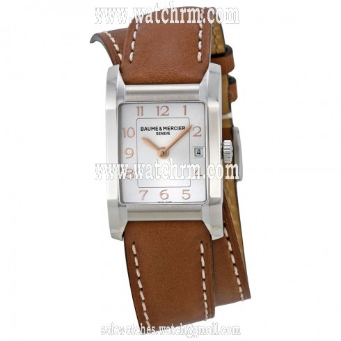 Baume et Mercier Hampton Silver Dial Leather Strap Ladies Watch 10110