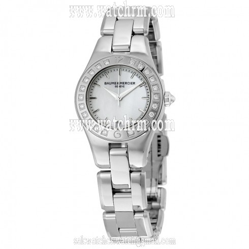 Baume et Mercier Linea Silver Dial Stainless Steel Diamond Ladies Watch MOA10078