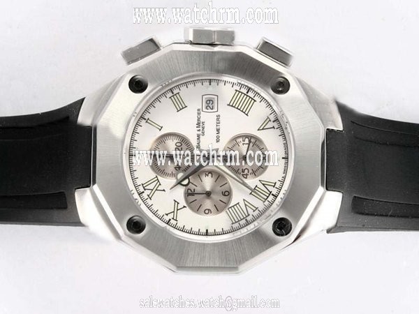 Baume Mercier Riviera XXL 8594 Round Black Rubber Strap Watch