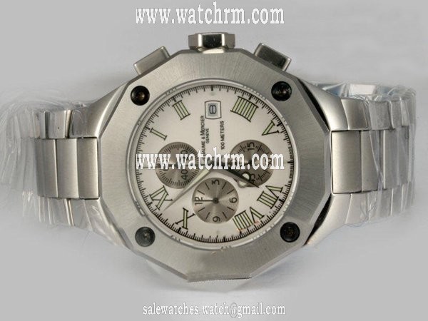 Baume Mercier Riviera XXL 8708 White Dial Round Silver Stainless Steel Strap Watch