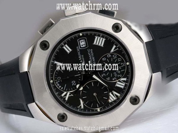 Baume Mercier Riviera XXL 8712 Black Dial Black Stainless Steel Strap Watch