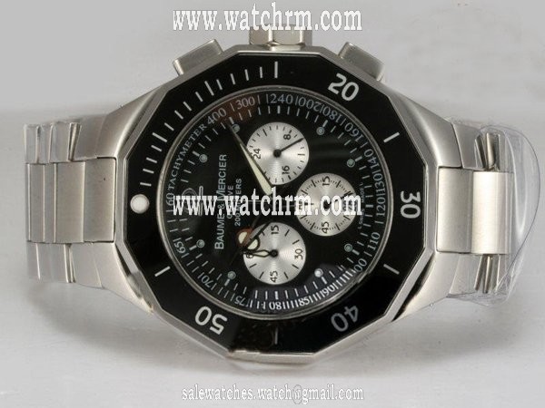 Baume Mercier Riviera XXL 8723 43mm Black Dial Silver Stainless Steel Strap Watch