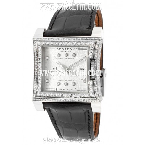 Bedat No. 1 White Diamond Dial Black Leather Ladies Watch 114.050.109