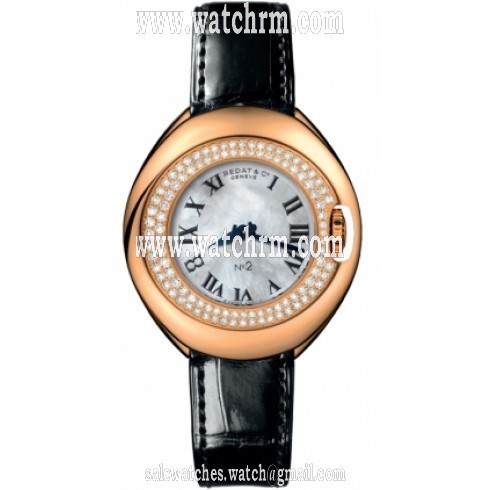 Bedat No 2 Mother of Pearl Dial Rose Gold Black Leather Unisex Watch 228.430.900