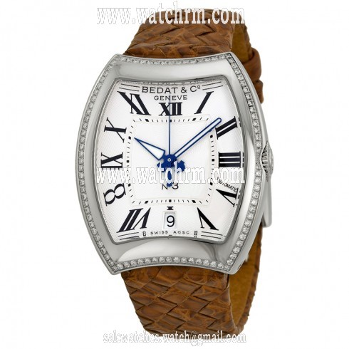 Bedat No 3 Opaline Guilloche Dial Brown Alligator Strap Automatic Ladies Watch 315-020-100