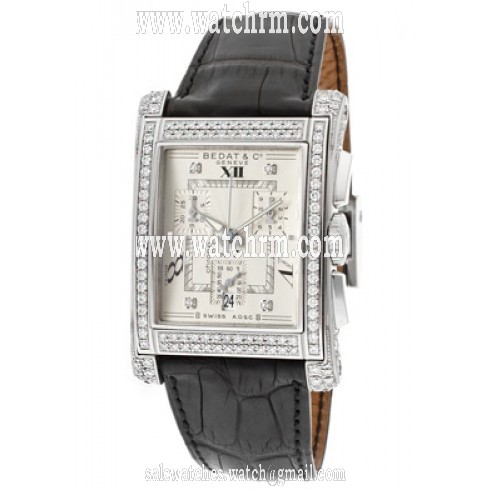 Bedat No. 7 Silver Dial Chronograph Black Leather Ladies Watch 778.050.109