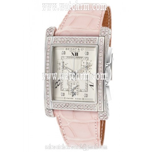 Bedat No. 7 Silver Dial Pink Diamond Pink Leather Ladies Watch 778.057.109