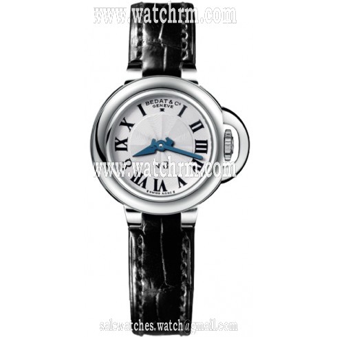 Bedat No. 8 Silver Guilloche Dial Steel Black Leather Ladies Watch 827.010.600