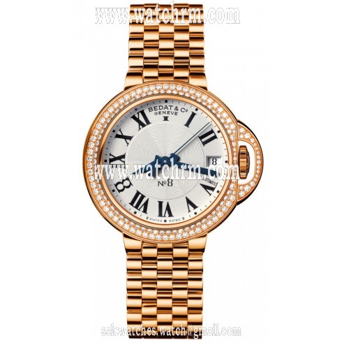 Bedat No.8 Silver Dial 18k Rose Gold Automatic Ladies Watch 828.444.600