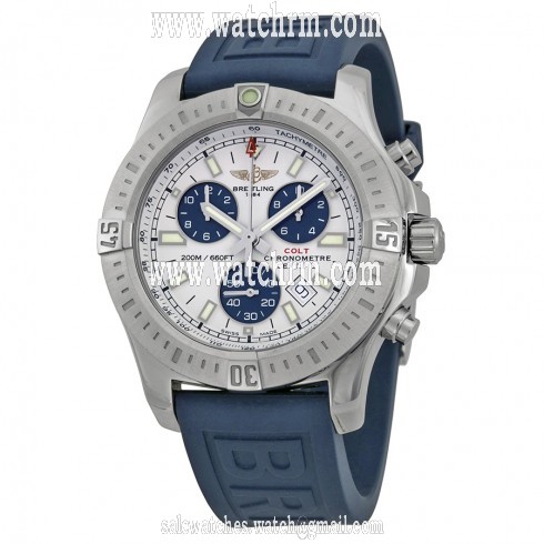 Beitling Colt Chronograph White Dial Blue Rubber Men's Watch A7338811-G790BLPT3