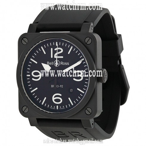Bell and Ross Aviation Automatic Black Dial Black Rubber Men's Watch BR0392-BL-CE