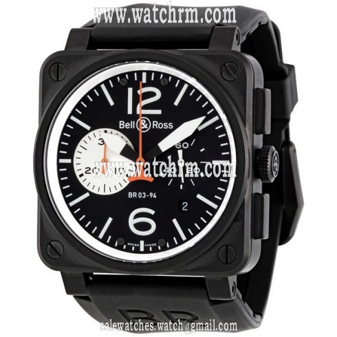 Bell and Ross Aviation Black and White Dial Chronograph Automatic Men's Watch BR0394-BW-CA