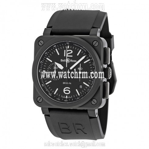 Bell and Ross Aviation Black Dial Chronograph Men's Watch BR0394-BL-CA