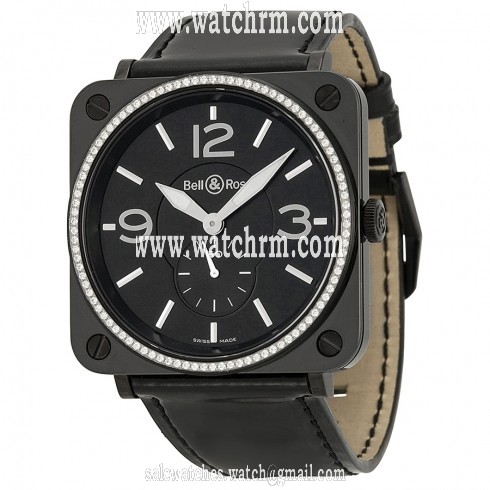 Bell and Ross Aviation Black Dial Diamond Unisex Watch BRS-BLKD-CER-PHT