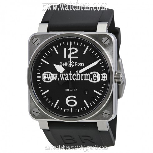 Bell and Ross Aviation Black Dial Steel Case Automatic 42 MM Men's Watch BR-03-92-STEEL