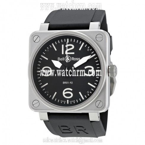 Bell and Ross Aviation Black Dial Steel Case Automatic 46 MM Men's Watch BR01-92-STEEL