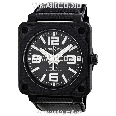 Bell and Ross Aviation Carbon Fiber Black Dial 46 MM Automatic Men's Watch BR-01-92-CARBON-FIBER