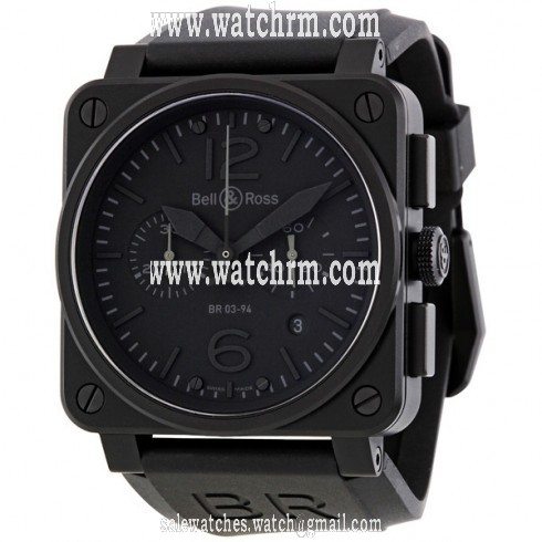 Bell and Ross Aviation Phantom All Black Dial Chronograph Men's Watch BR03-94-PHANTOM