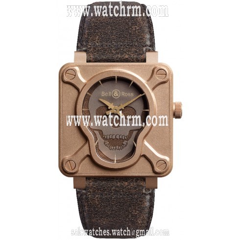 Bell and Ross Aviation Skull Bronze Leather Automatic Men's Watch BR0192-SKULL-BR