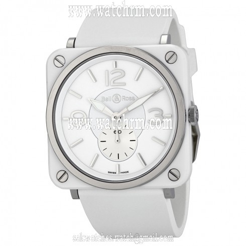 Bell and Ross Aviation White Dial Ceramic Unisex Watch BRS-WHT-CER-RUBB