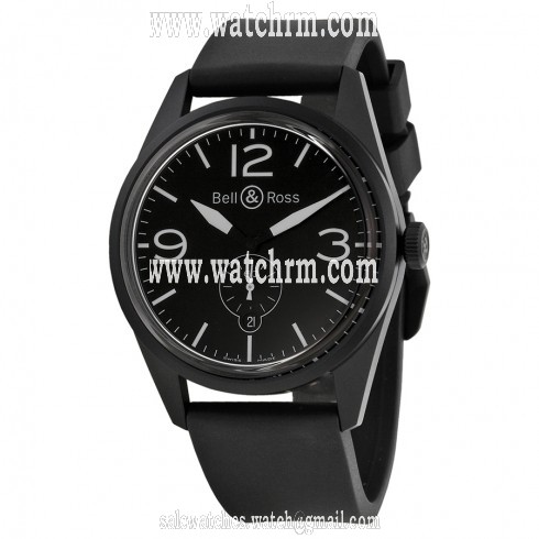 Bell and Ross Black Dial Rubber Automatic Men's Watch BRV123-BL-CA-SRB