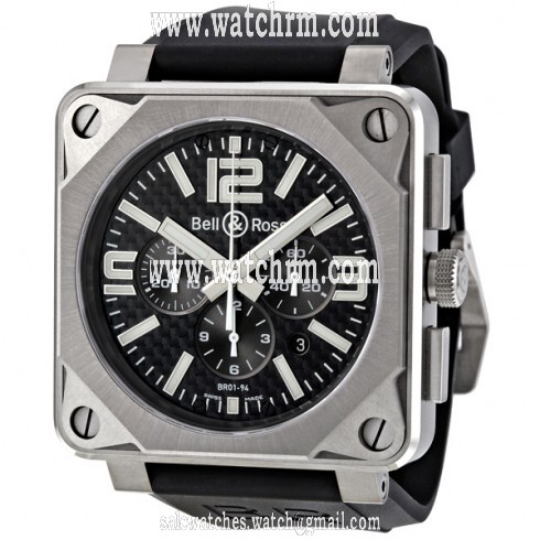 Bell and Ross Chronograph Automatic Black Carbon Fiber Black Rubber Men's Watch