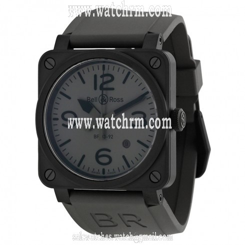 Bell and Ross Commando Grey Dial Grey Rubber Men's Watch R0392-COMMANDOCE
