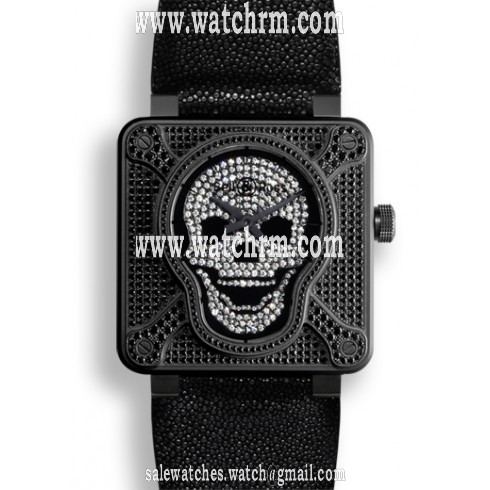 Bell and Ross Diamond Dial Black Titanium Automatic Men's Watch BR0192-AIRBOR-FLD