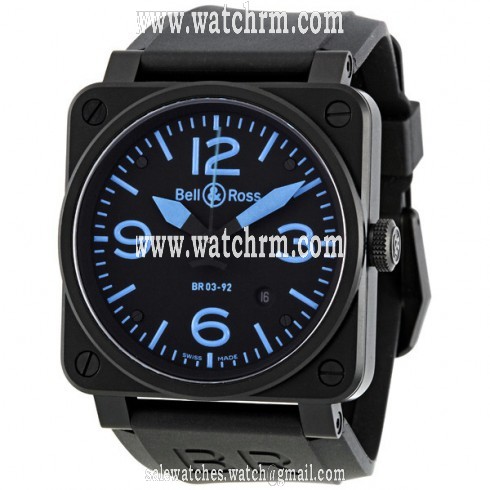 Bell and Ross Instrument Black and Blue Dial Automatic 42MM Men's Watch BR-03-92-BLUE