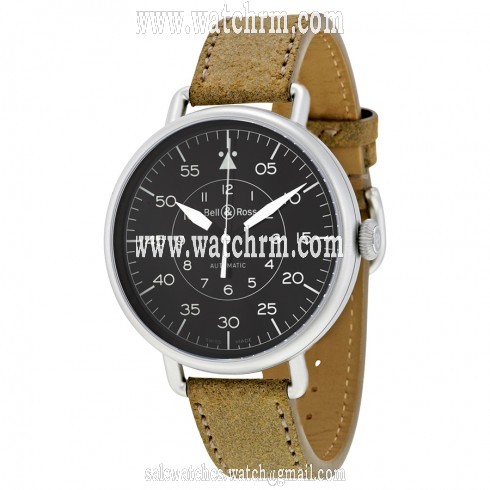 Bell and Ross Military Black Dial Distressed Leather Strap Automatic Men's Watch BRWW192-MIL