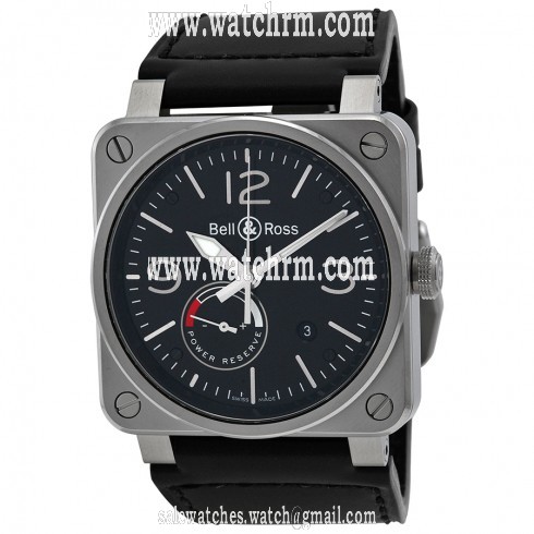 Bell and Ross Officer Automatic Black Dial Black Leather Men's Watch BR0397-BL-SI-SCA